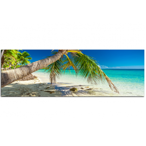 Obraz na plátně - Pláž s palmami - panoráma